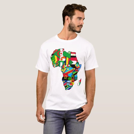 国内のアフリカの旗のアフリカの地図は地図を描きます Tシャツ (正面フル)