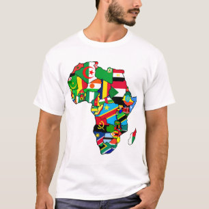 国内のアフリカの旗のアフリカの地図は地図を描きます Tシャツ