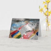 国内ペット挨拶状の芸術を絵を描いているスナネズミ カード (黄色い花)