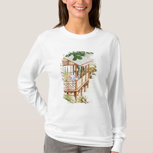 国内仕事をしている女性 Tシャツ (正面)