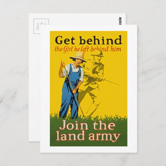 国内戦線 ランド・アーミーに参加しよう 第一次世界大戦 プロパガンダ ポストカード (正面/裏面)
