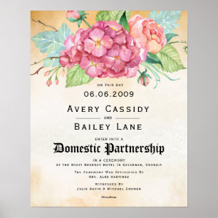 国内組合のフローラ結婚証明書 ポスター