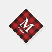 国初期ののランバージャック赤バッファローのプレイド スタンダードカクテルナプキン (角)