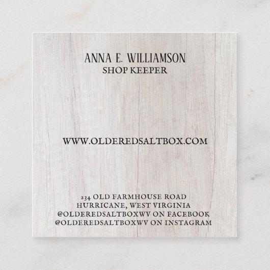 国初期の赤素朴冬のサルトボックスヒツジ スクエア名刺 (裏面)