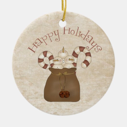 国初期の雪だるまセラミックオーナメント セラミックオーナメント (正面)