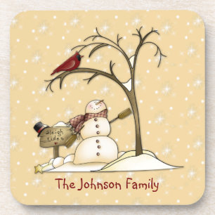 国初期の雪だるまレッドバードコルクコースター コースター