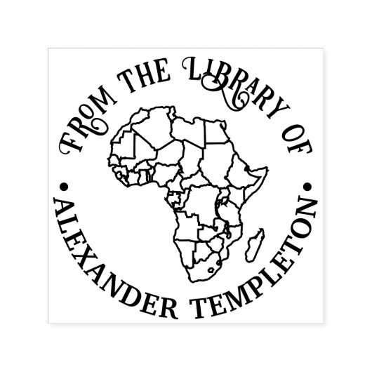 国別アフリカ地図 "From the Library of" 名前 セルフインキングスタンプ (デザイン)