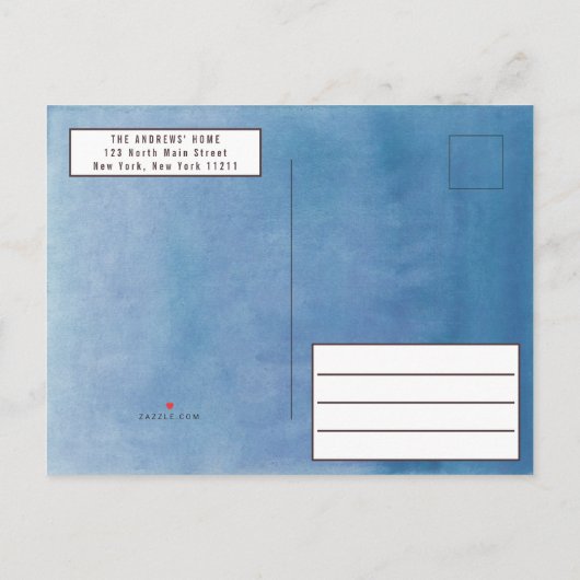 国可愛い水彩鉢植え新しい住所 案内ポストカード (裏面)