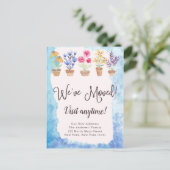 国可愛い水彩鉢植え新しい住所 案内ポストカード (スタンド正面)