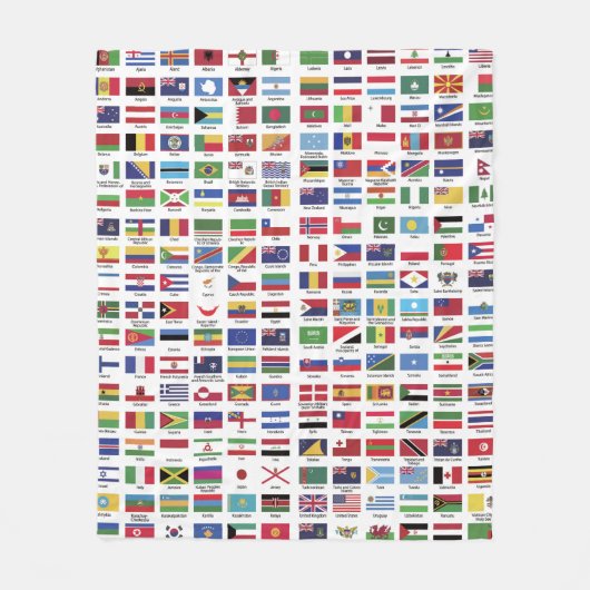 国名を持つ世界の国旗 フリースブランケット (正面)
