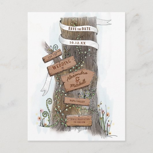 国図解入りの、写真付きのツリーのトランク日付の保存 案内ポストカード (正面)