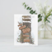 国図解入りの、写真付きのツリーのトランク日付の保存 案内ポストカード (スタンド正面)