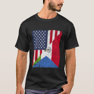 国国旗Half Usa赤道ギニア Tシャツ