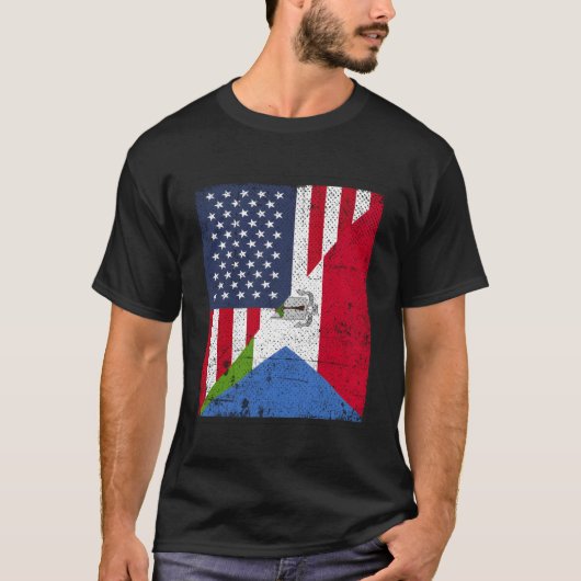 国国旗Half Usa赤道ギニア Tシャツ (正面)