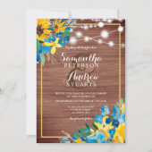 国土の素朴な木材フローラライト写真結婚の 招待状 (正面)