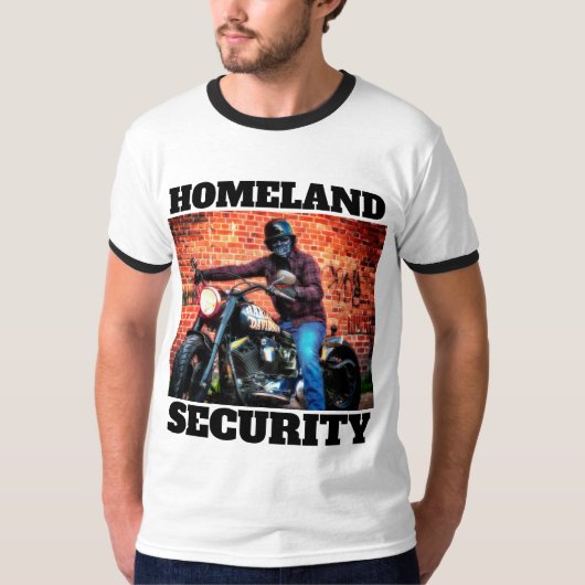 国土安全保障省バイクもしくは自転車に乗る人オートバイTシャツ Tシャツ (正面)