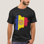 国地図のアンドラ国旗 Tシャツ (正面)