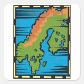 国地図シール スクエアシール (正面)