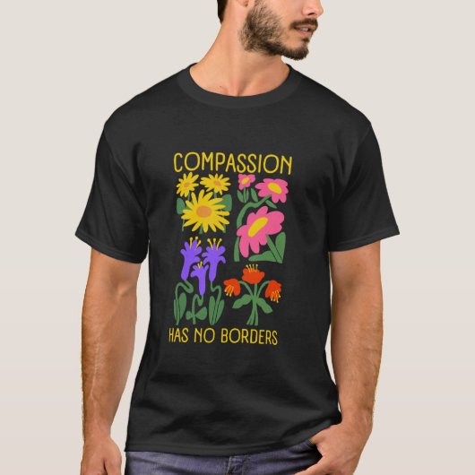 国境のない慈悲 ボヘミアンフラワー 優しさ インサ Tシャツ (正面)