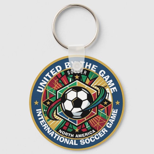 国境を越えたサッカーの熱狂的なファン キーホルダー (正面)