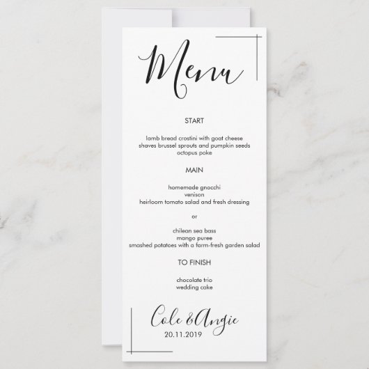 国境を越えたシンプルな結婚式メニュー 招待状 (正面)