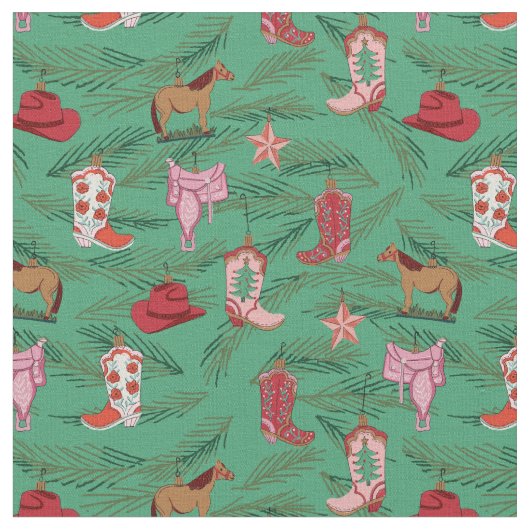 国女性のカーボーイクリスマスオーナメント ファブリック (クローズアップ)