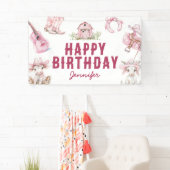 国女性のカーボーイハッピーバースデー 横断幕 (インサイチュ)