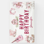 国女性のカーボーイハッピーバースデー 横断幕 (縦)