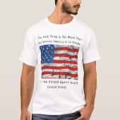 国家の分け神は赤い手紙のアメリカを賛美します Tシャツ (正面)