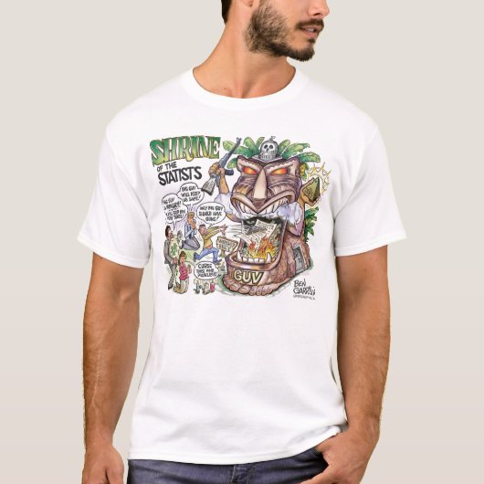 国家統制主義者のワイシャツの神社 Tシャツ (正面)