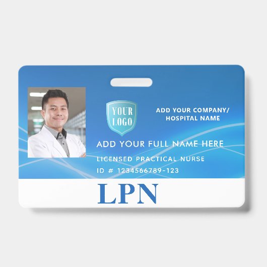 国家資格実務看護師、LPN フォトID ロゴ付き バッジ (正面)