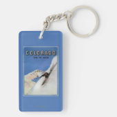 国家-スキーの昇進ポスター--を越えます キーホルダー (裏面)