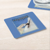 国家-スキーの昇進ポスター--を越えます スクエアペーパーコースター (アングル)