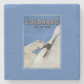 国家-スキーの昇進ポスター--を越えます ストーンコースター (正面)