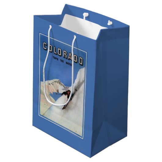 国家-スキーの昇進ポスター--を越えます ミディアムペーパーバッグ (裏面アングル)