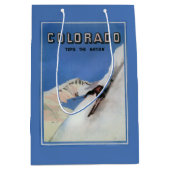 国家-スキーの昇進ポスター--を越えます ミディアムペーパーバッグ (正面)