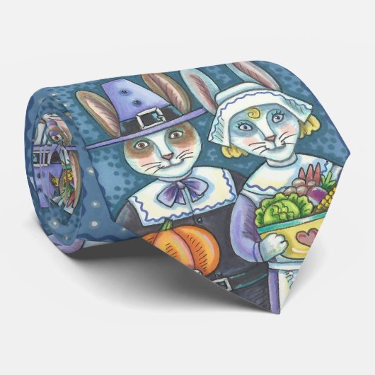 国巡礼者、感謝祭のウサギのネックタイ ネクタイ (ロール)