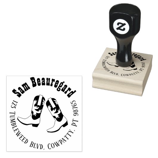 国差出人住所スタンプ線踊りブーツ ラバースタンプ (押印)