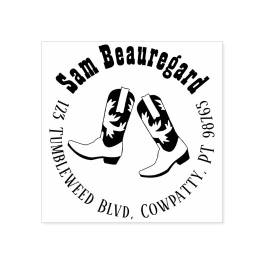 国差出人住所スタンプ線踊りブーツ ラバースタンプ (インプリント)