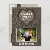 国彫り素朴オークの木は日付カードを保存 案内ポストカード (正面/裏面)