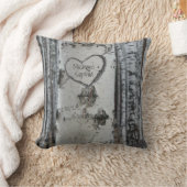 国彫り素朴ハート樺の木ツリー クッション (ブランケット)