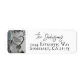 国彫り素朴ハート樺の木ツリー ラベル (正面)