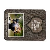 国彫素朴りオークの木の日付を保存 マグネット (横)