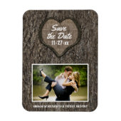 国彫素朴りオークの木の日付を保存 マグネット (縦)