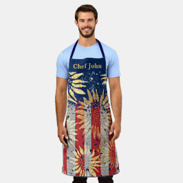 国旗とヒマワリパーソナライズされた エプロン