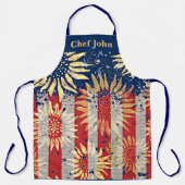 国旗とヒマワリパーソナライズされた エプロン (正面)
