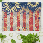 国旗とヒマワリ キッチンタオル (折り畳み)