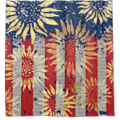 国旗とヒマワリ シャワーカーテン (正面)