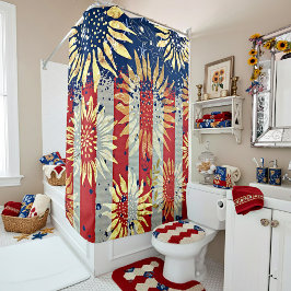 国旗とヒマワリ シャワーカーテン