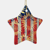 国旗とヒマワリ セラミックオーナメント (右)